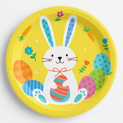 Funny Bunny 7" Round Easter Paper Plates