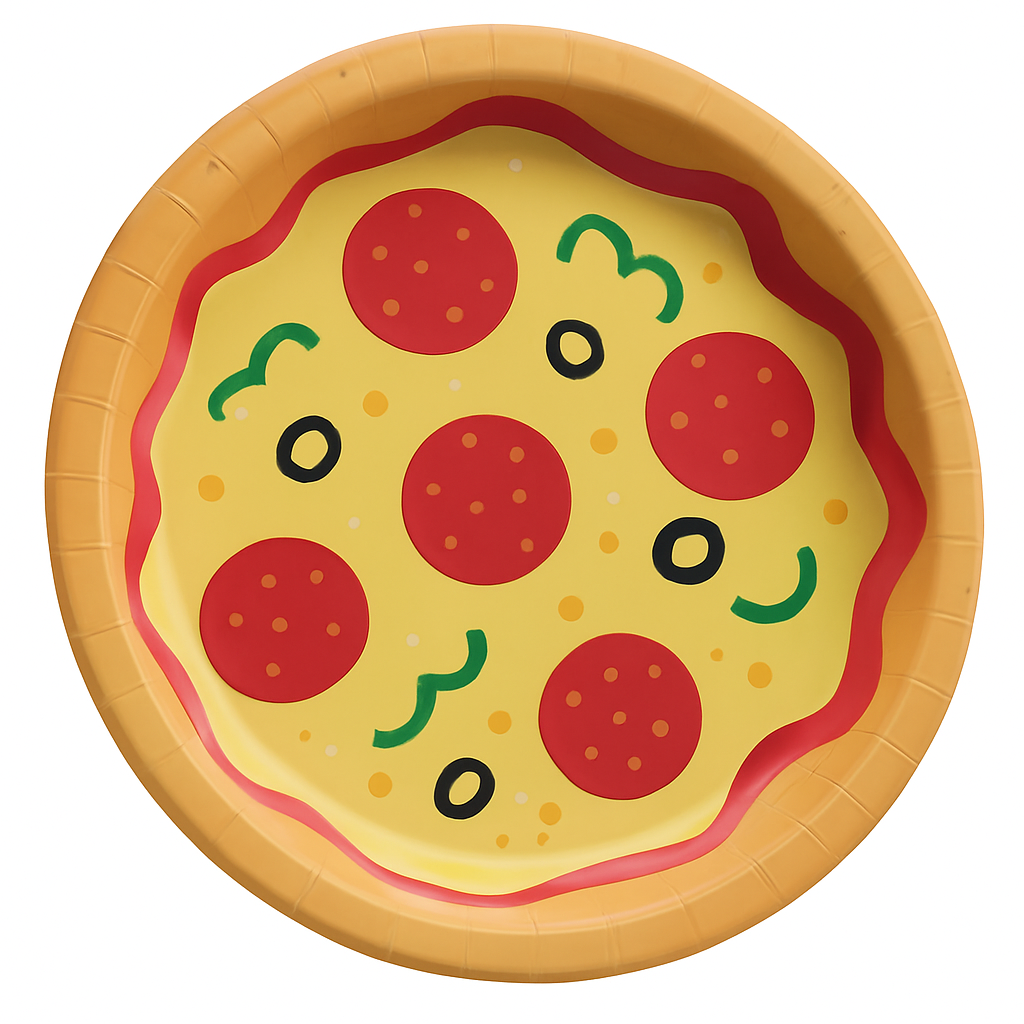 Pizza Party 7-Inch Round Paper Plates, 8-Pack