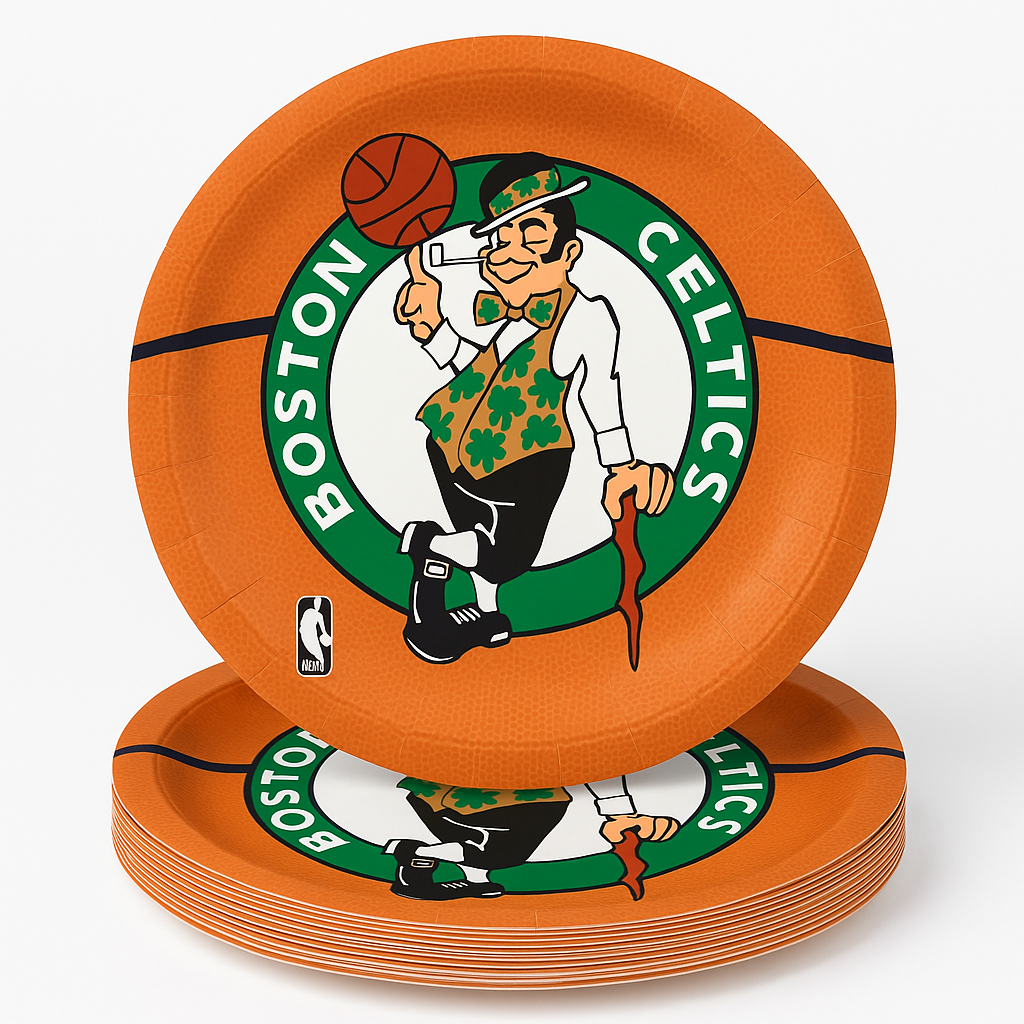 Boston Celtics 7" Round Paper Plates - NBA Team Theme