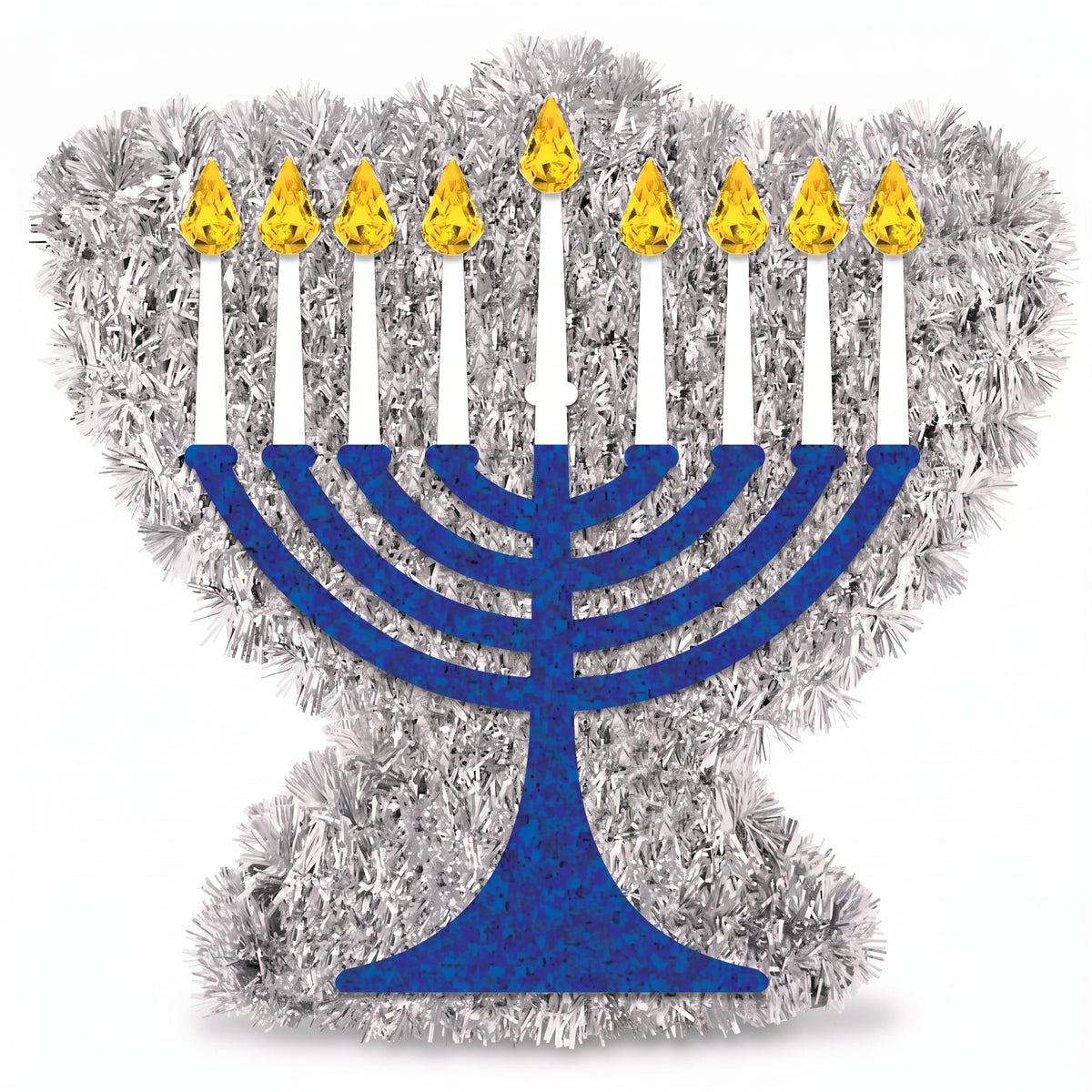 Shimmering Mini Tinsel Menorah Hanukkah Decoration