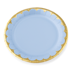 Elegant 10" Ice Blue and Gold Paper Plates
