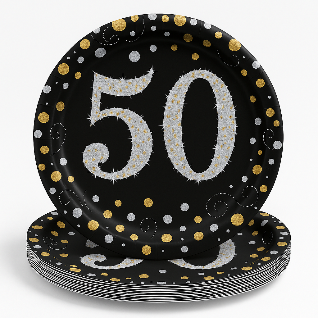 Prismatic Celebration 9" Round Plates - Pack of 50