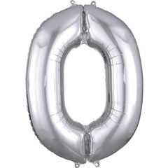 Silver Number 0 Foil SuperShape Balloon