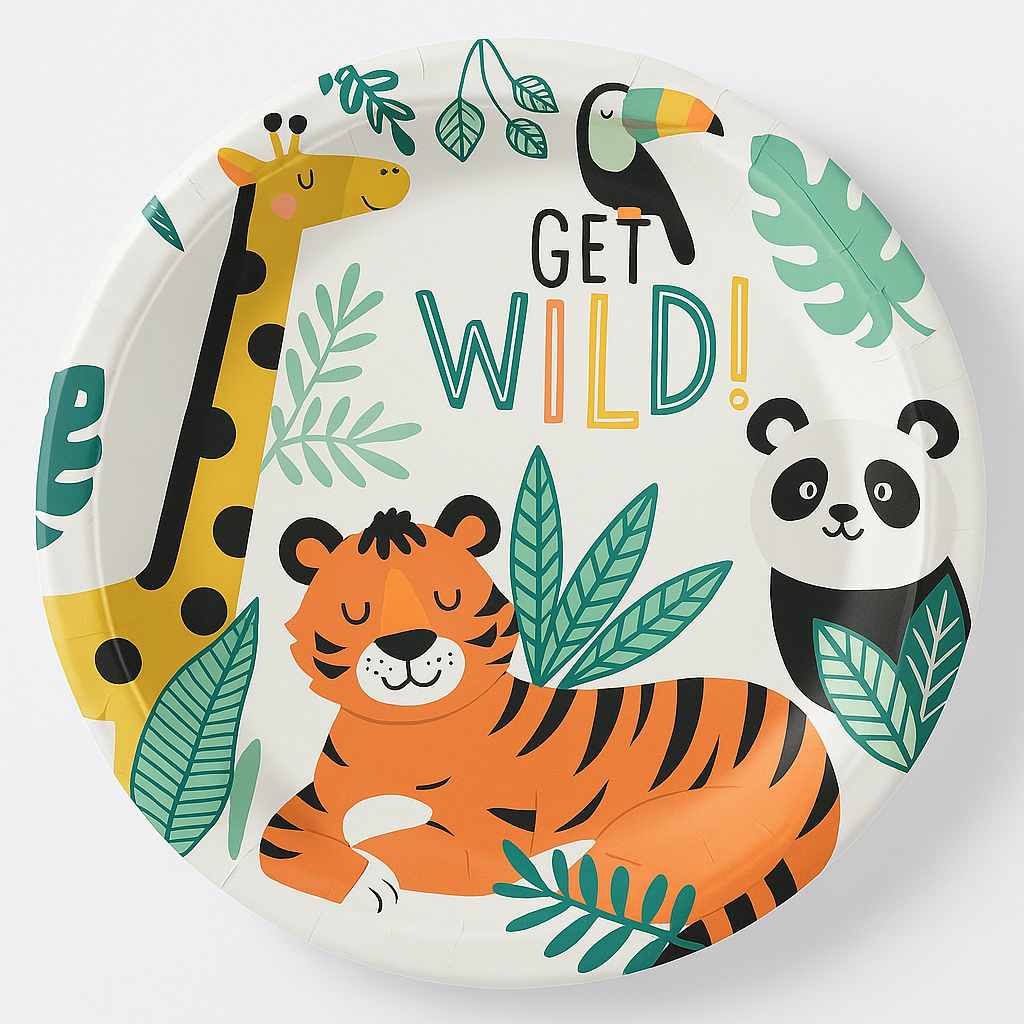 Get Wild 9" Round Birthday Plates