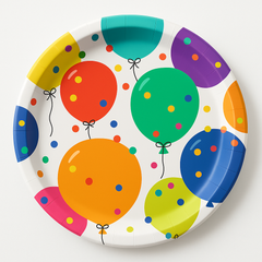 Colorful Balloons Party Plates - 8.5"
