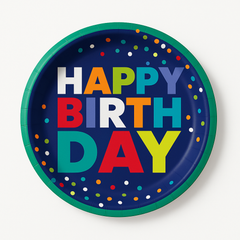 Bold Happy Birthday 8.5" Round Paper Plates
