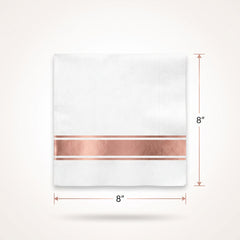 Elegant Rose Gold Airlaid Dinner Napkins - 8 In. x 8 In. - 40 Pack