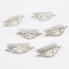 Metallic Silver Tiara Hair Combs - Pack of 6