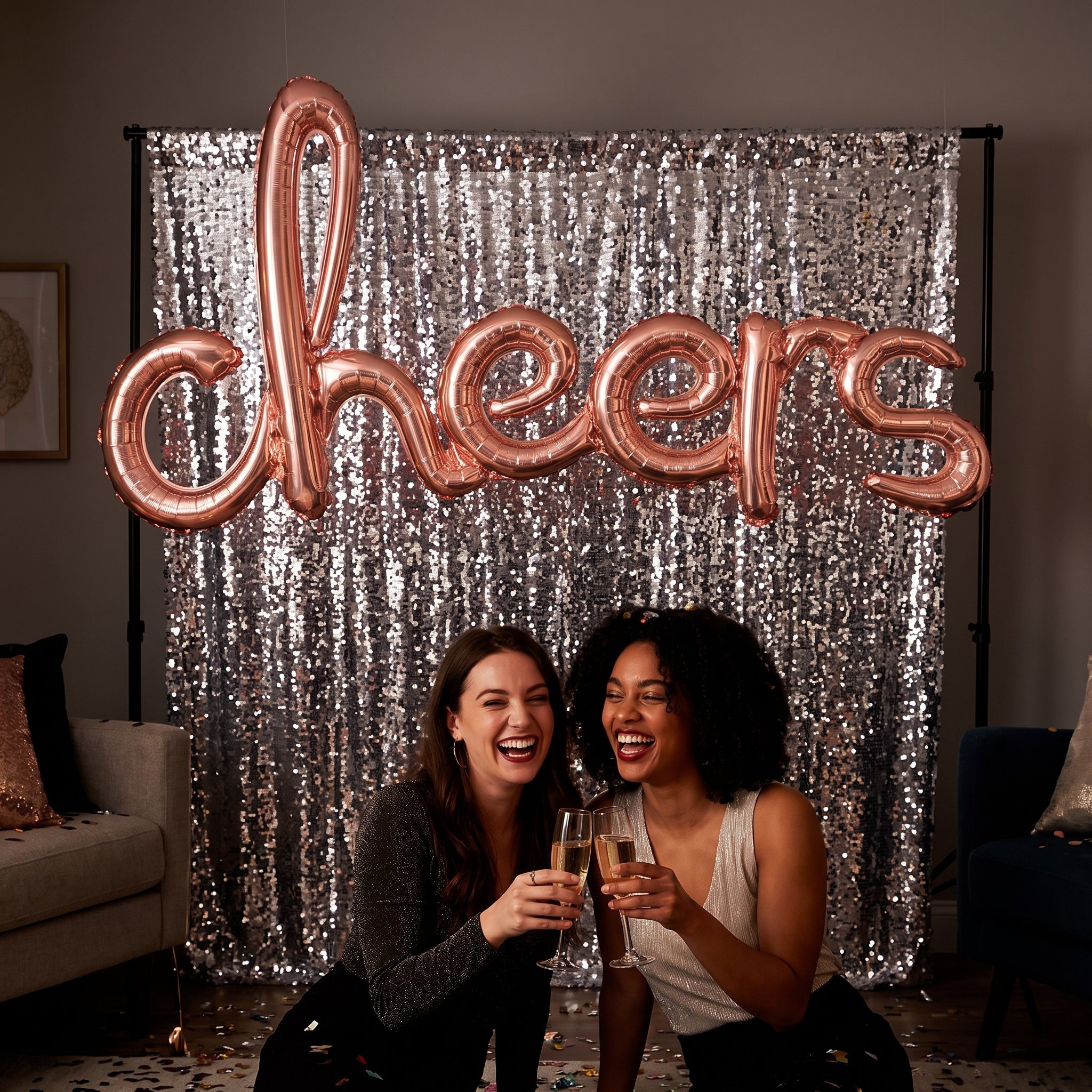 Rose Gold "Cheers" Script Foil Balloon