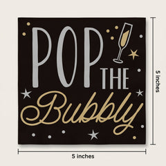 Pop the Bubbly New Year's Eve Beverage Napkins - 5 In. X 5 In.