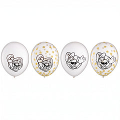 Nintendo Super Mario Bros Confetti Latex Balloons - 12", 6-Pack