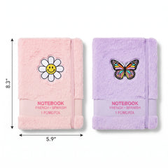 Delightful Fuzzy Notebooks - Smiley Flower & Butterfly Designs
