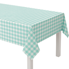 Green and White Gingham Fabric Table Cover for Easter