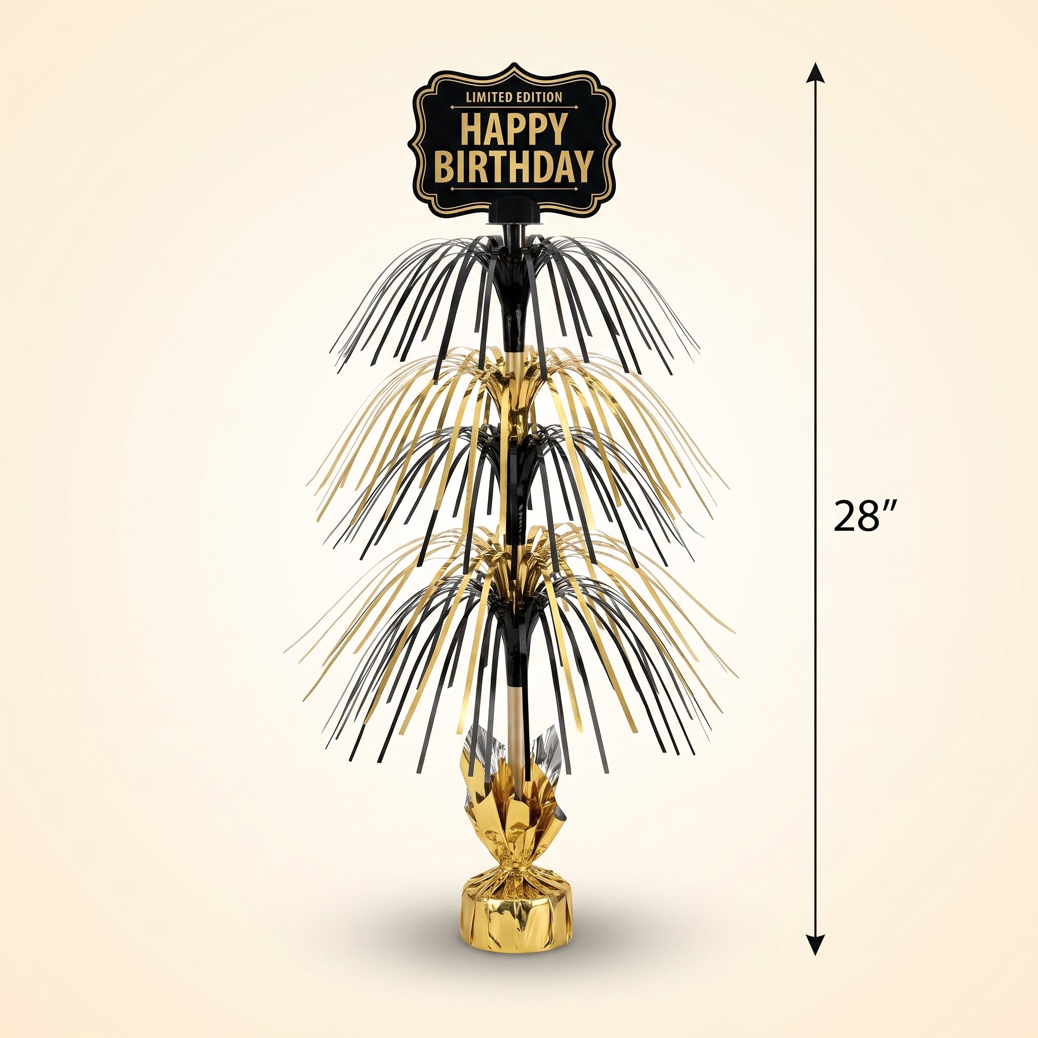 "Better with Age" Metallic Birthday Centerpiece Spray - Gold & Black, 30-Inch