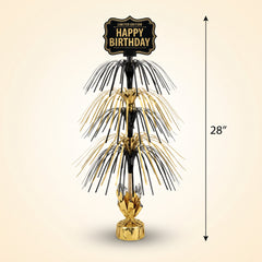 "Better with Age" Metallic Birthday Centerpiece Spray - Gold & Black, 30-Inch