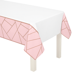 Elegant Blush and Rose Gold Geometric Plastic Table Cover