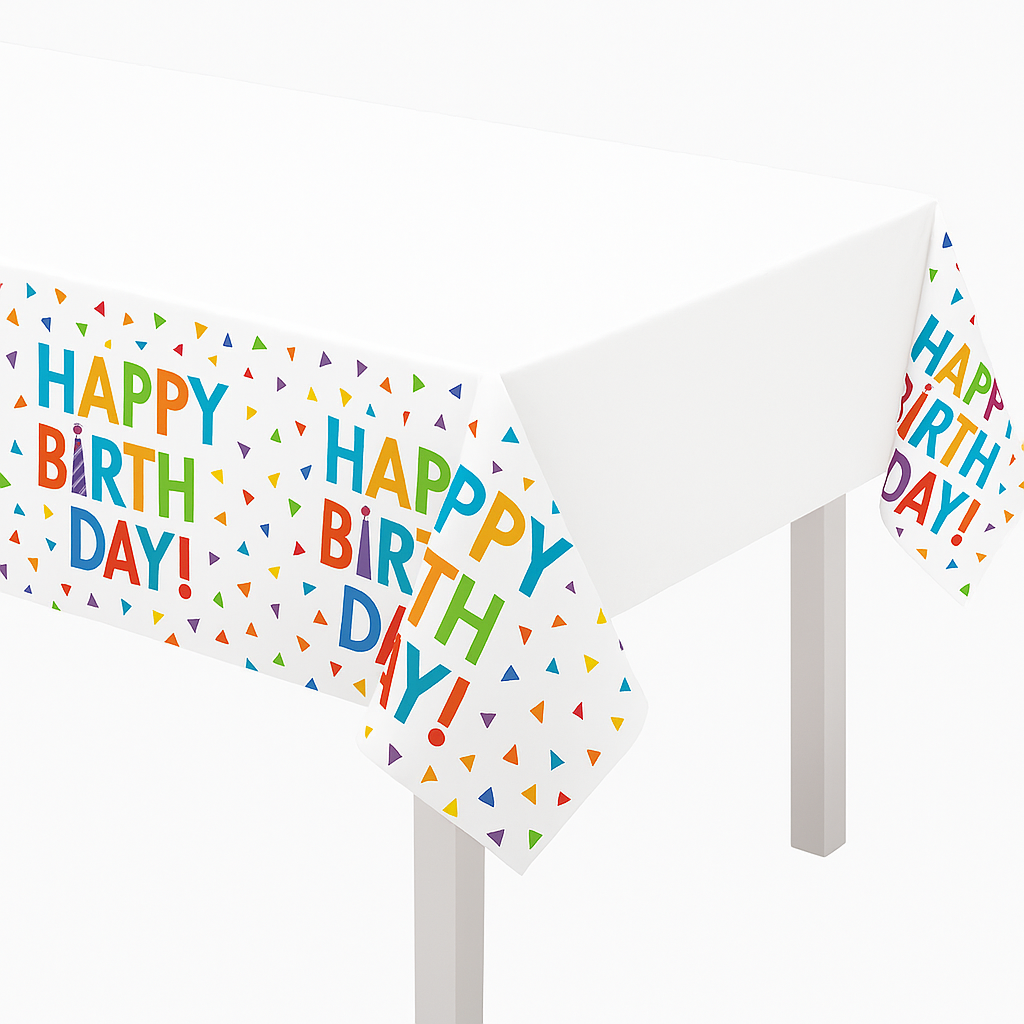 Fun Confetti Happy Birthday Plastic Table Cover