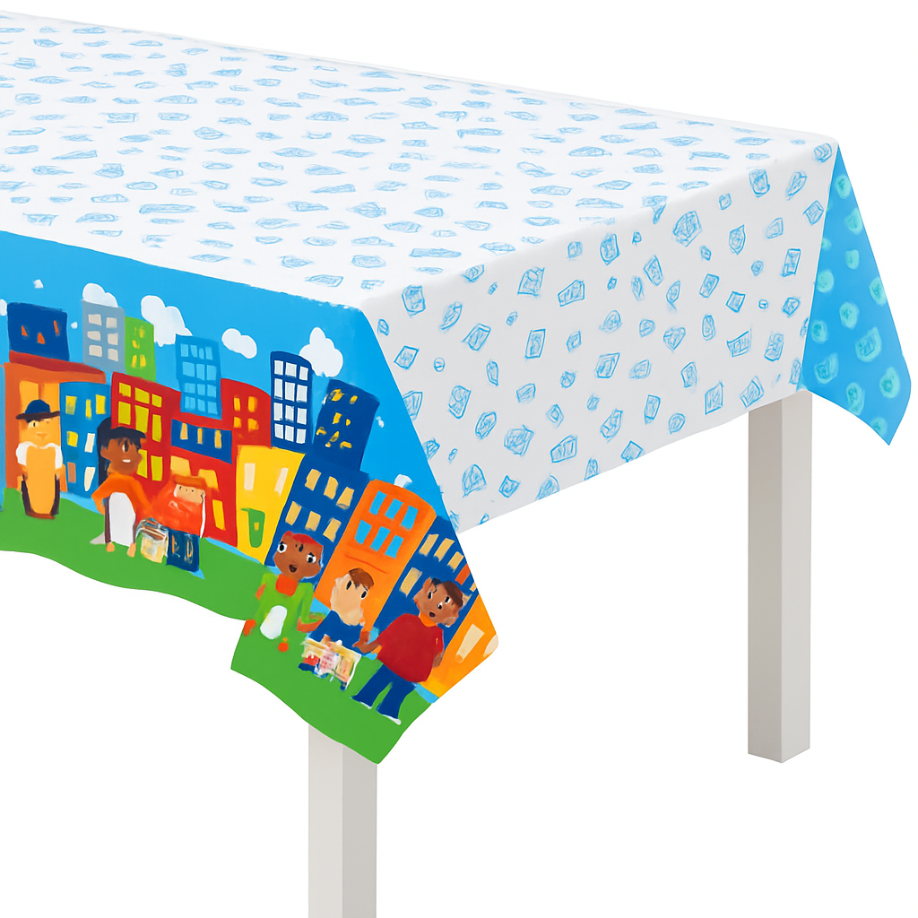 Party Town Video Game-Themed Plastic Table Cover for Kids' Birthday