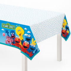Sesame Street Plastic Table Cover - Featuring Elmo, Big Bird, and Cookie Monster, 54x96 inches