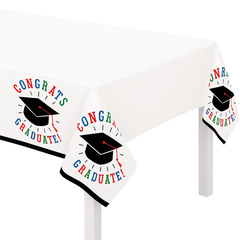 "Congrats Graduate" Plastic Table Cover ‚Äì 3 Pack