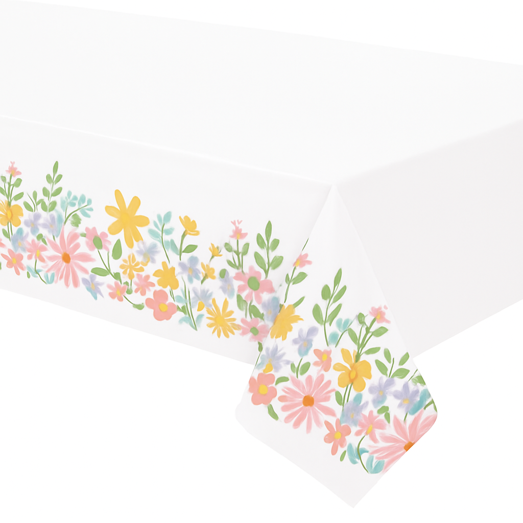 Springtime Blooms Plastic Table Cover - 54" x 102" Easter & Party Decoration