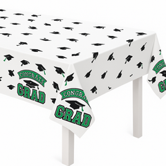 True to Your School "Congrats Grad" Green Plastic Table Cover