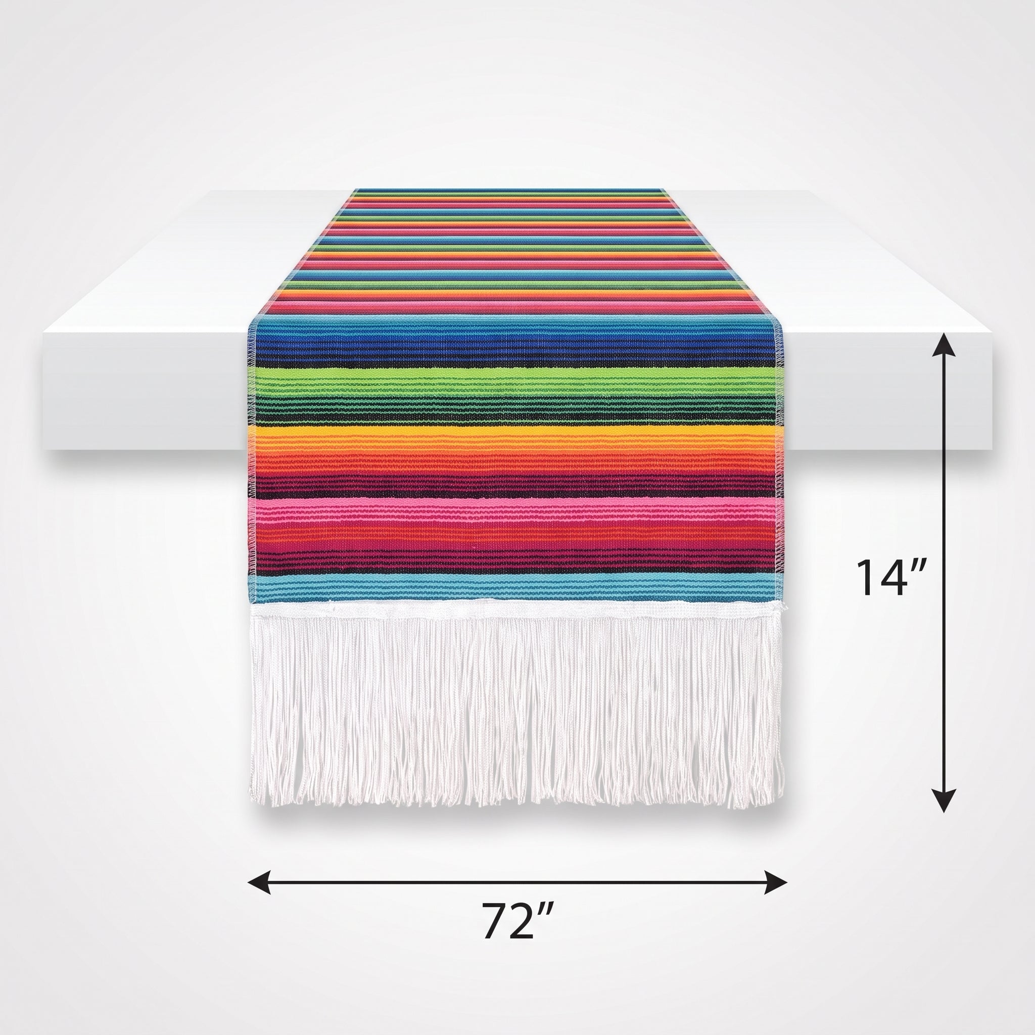 Vibrant Serape Striped Table Runner with Fringes