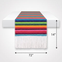 Vibrant Serape Striped Table Runner with Fringes