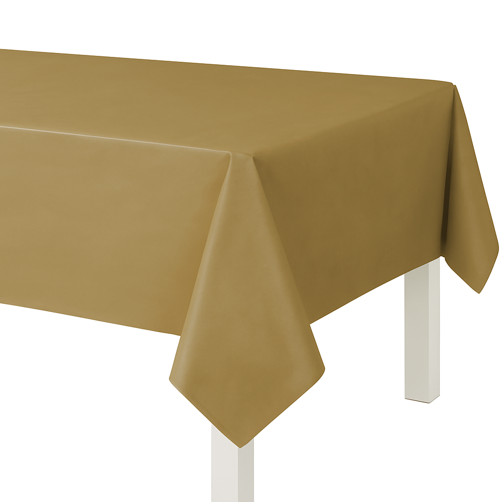 Gold Flannel Backed Plastic Table Cover