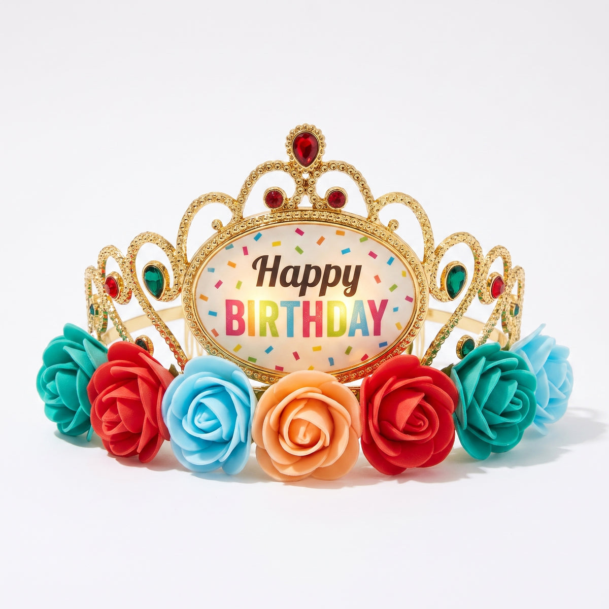 Light-Up Floral "Happy Birthday" Tiara for Kids