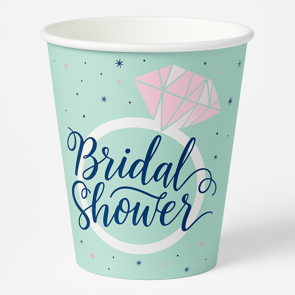 Mint Bridal Shower Paper Cups - 9 oz