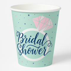 Mint Bridal Shower Paper Cups - 9 oz