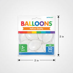 White Mini Latex Balloons, 5-Inch, 50-Pack
