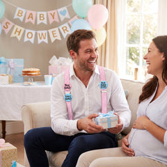"Future Dad" Pink Checkered Suspenders for Baby Showers