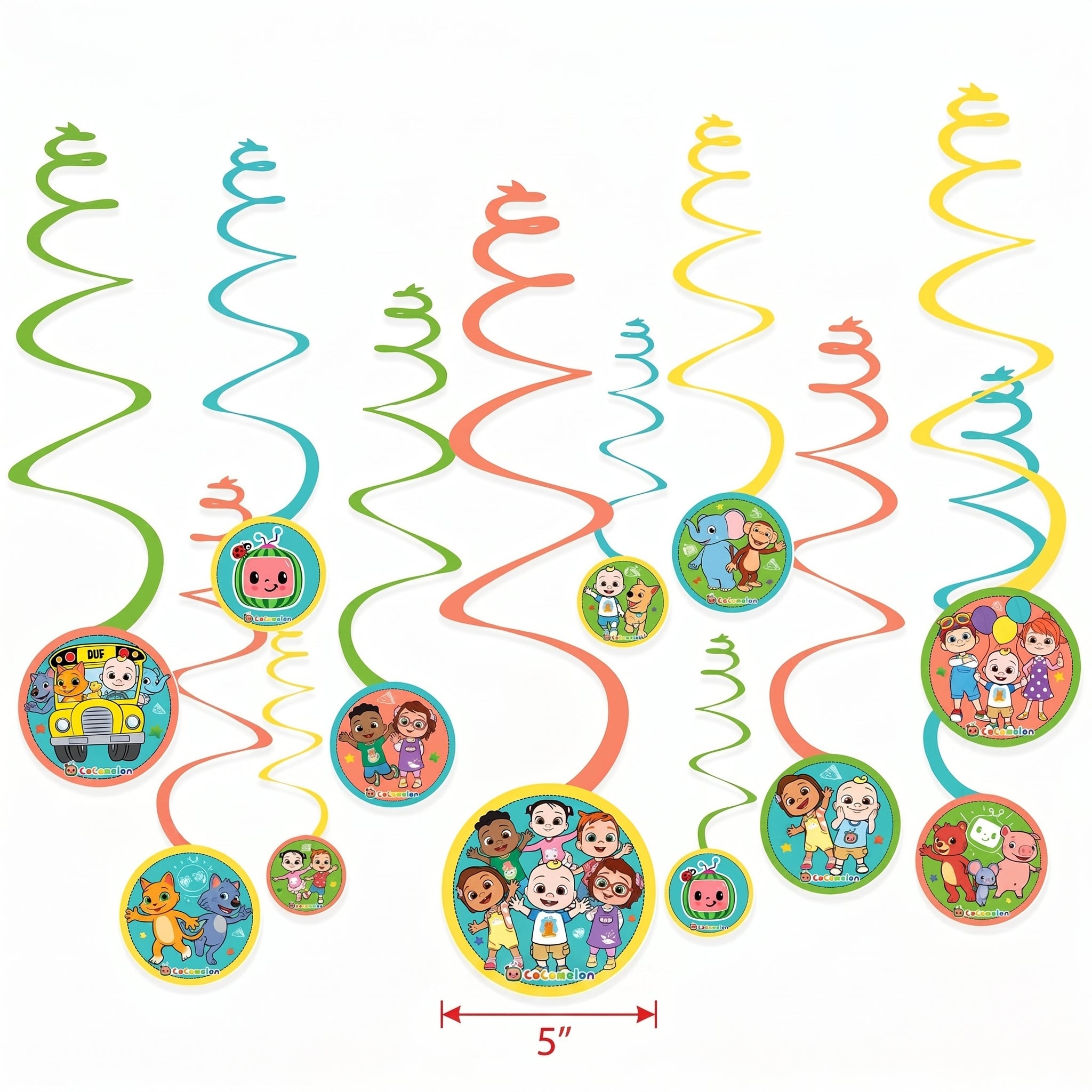 CoComelon Spiral Swirl Hanging Decorations, 12-Pack