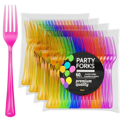 Little Gym - Heavy Duty Neon Plastic Forks - 60 Ct.