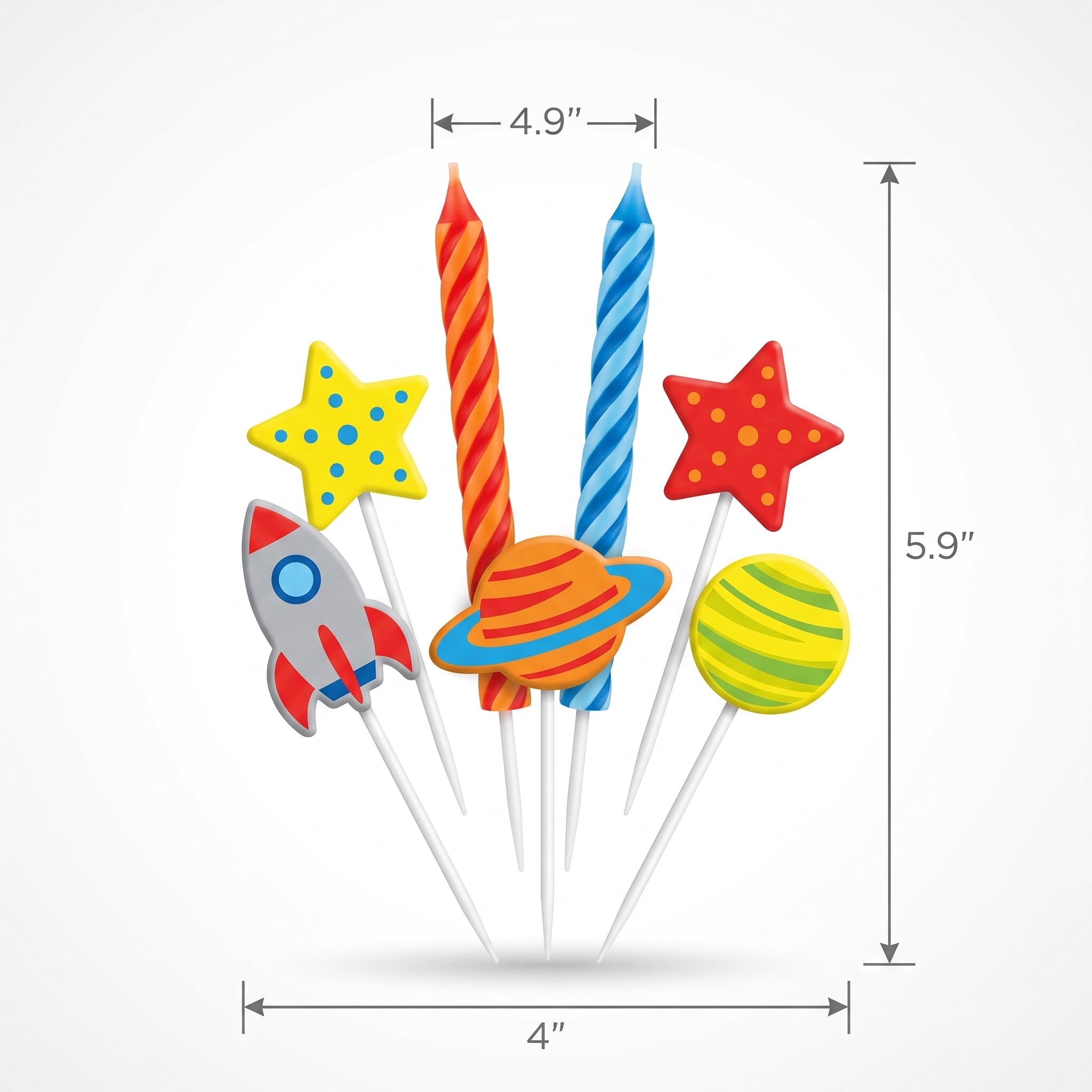 Blast Off Birthday Candle Set - Outer Space Theme, Pack of 8