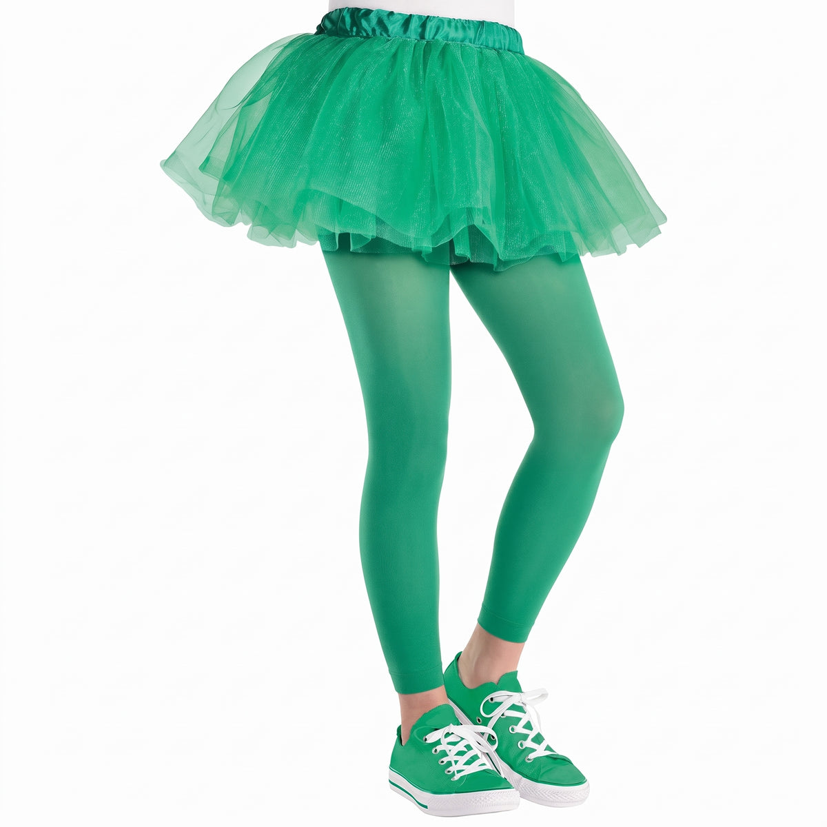 Kids' Festive Green Footless Tights - Perfect for Costumes and Team Spirit