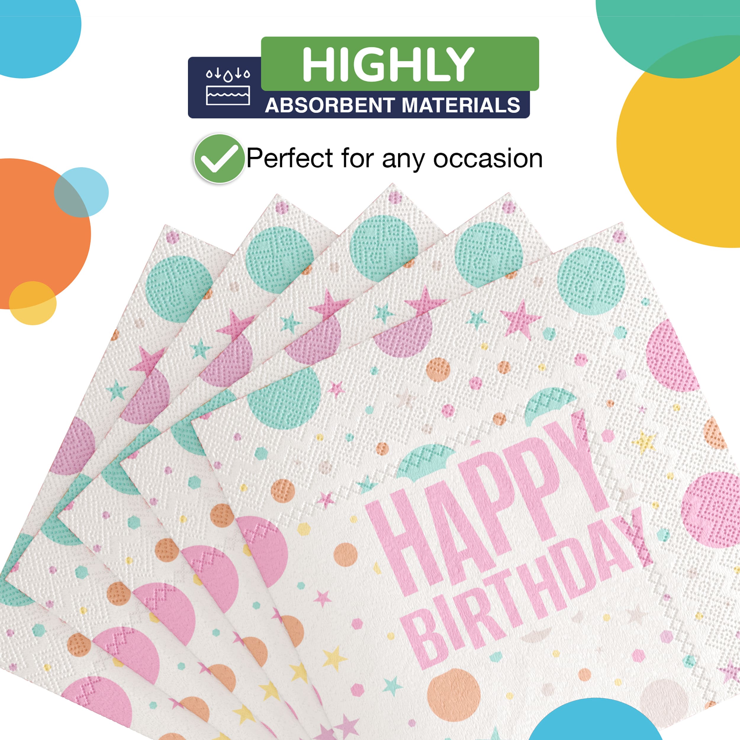 Pink Birthday Print Luncheon Napkins - 50 Ct.