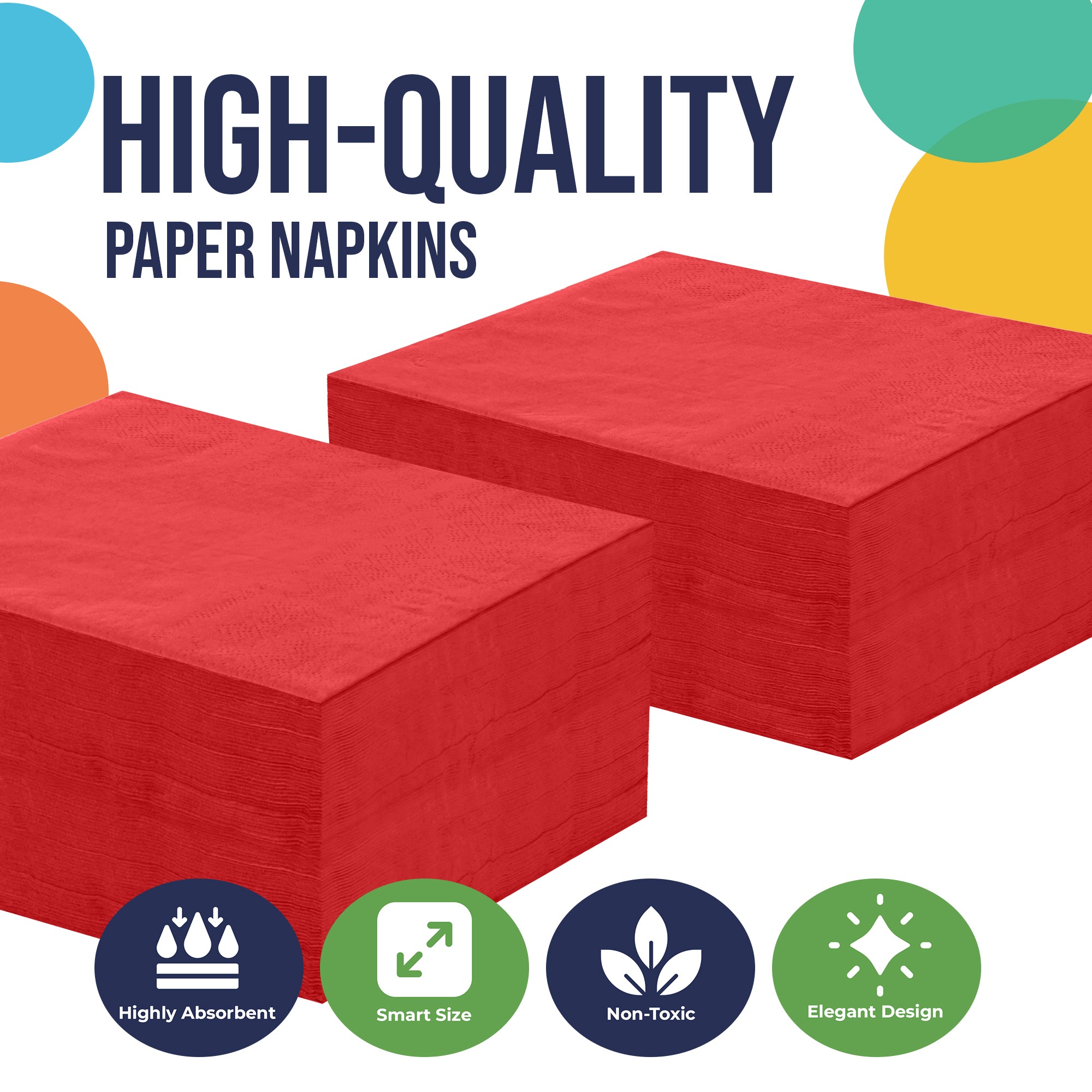 Red Beverage Napkins | 4.75 in. x 4.75 in. | 50 Count