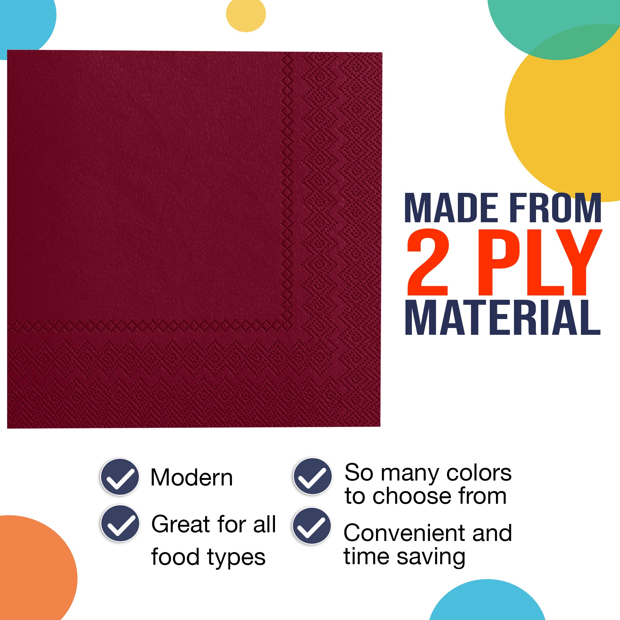 Burgundy Luncheon Napkins | 6.75 in. x 6.75 in. | 100 Count