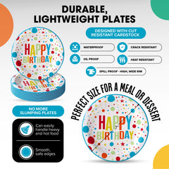 7 In. Birthday Print Paper Plates - 50 Ct.