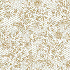 Gold Floral Plastic Table Cover | Case of 48