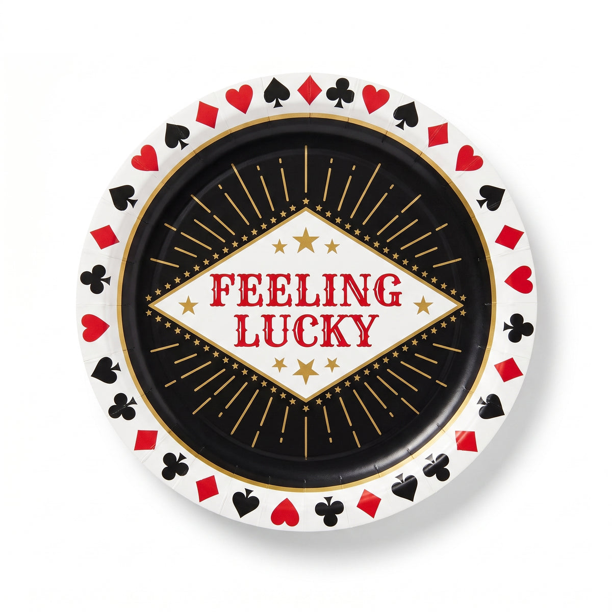 Casino "Feeling Lucky" Round Dessert Plates - 7" Paper, 8-Pack