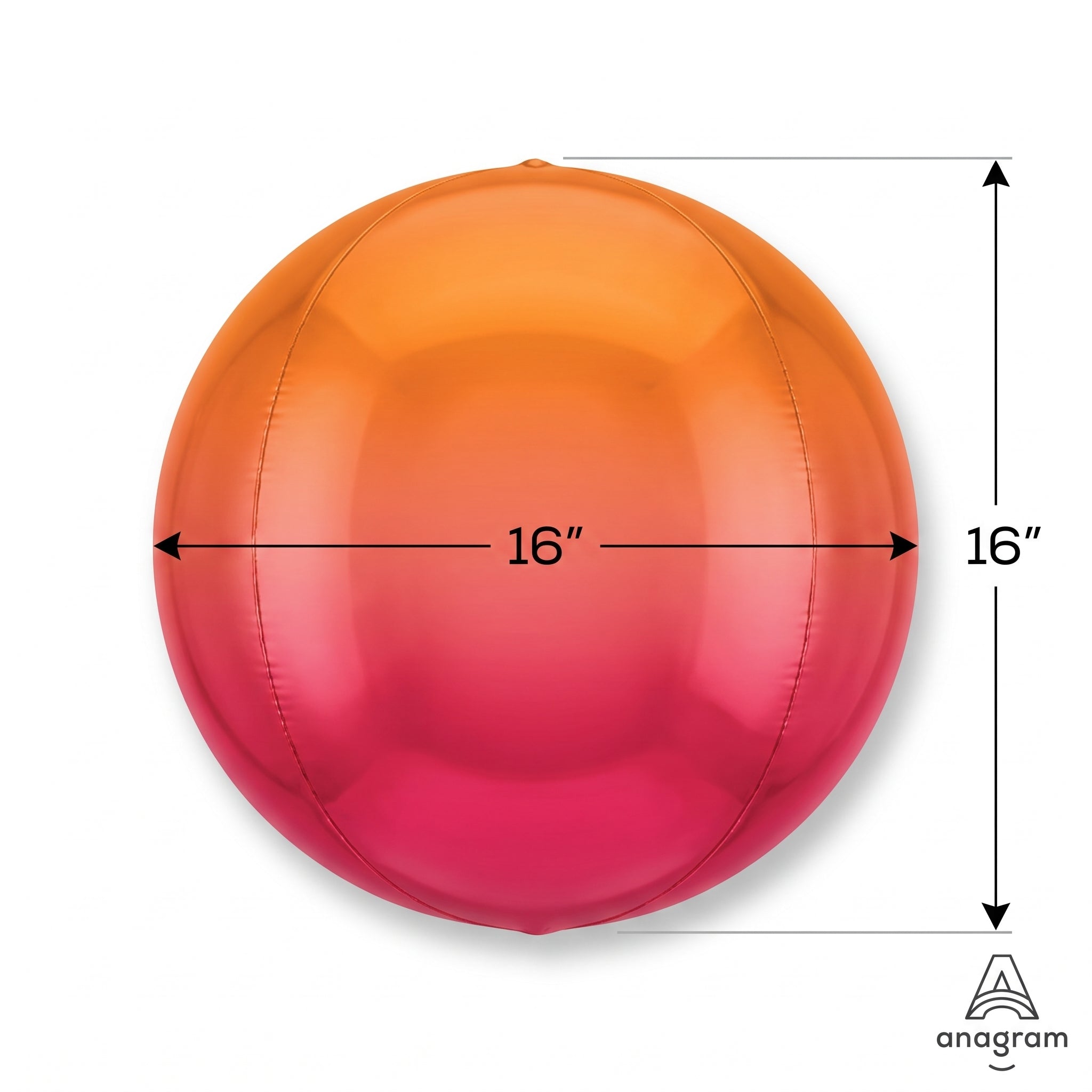 Radiant Red/Orange Ombre Orbz Foil Balloon