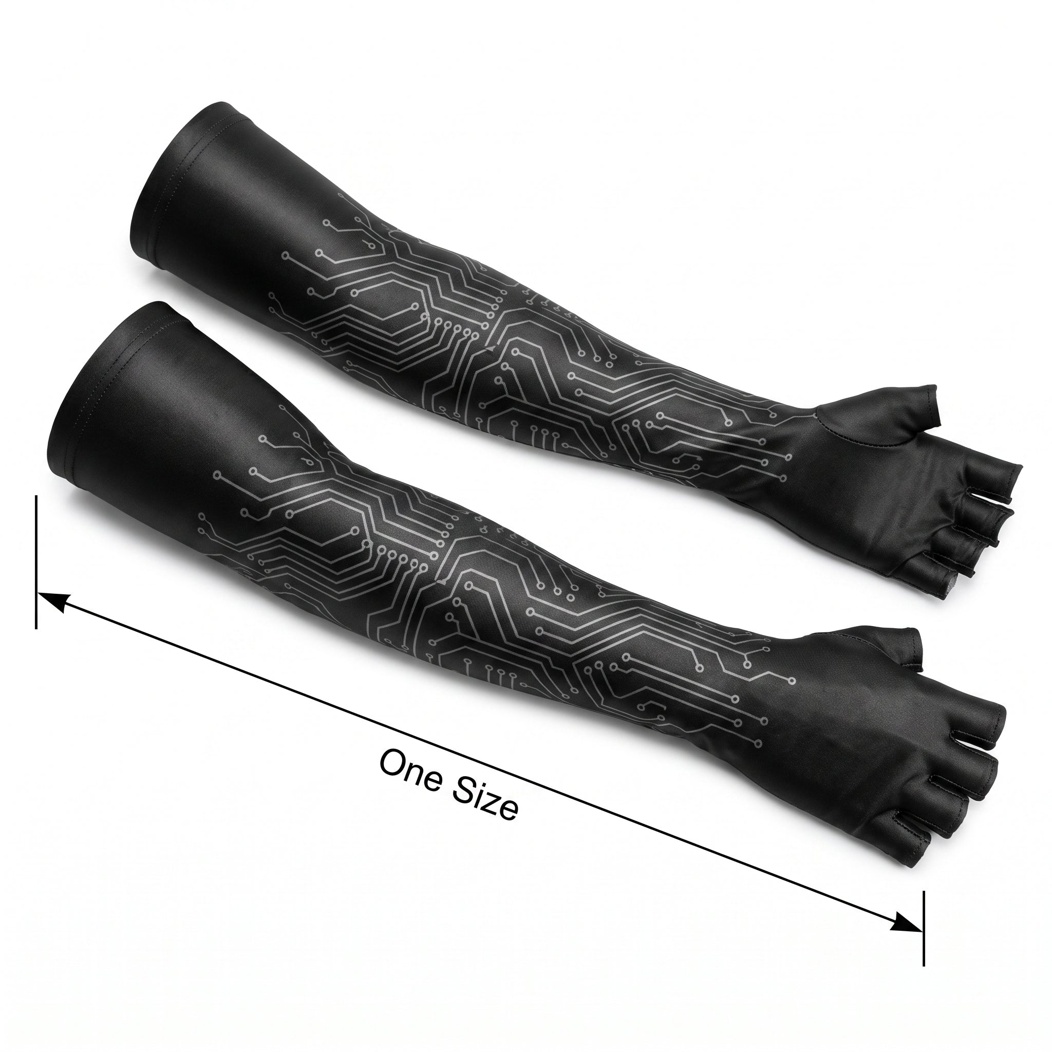 Cyberpunk Long Arm Gloves for Adults - Black Futuristic Halloween Accessory