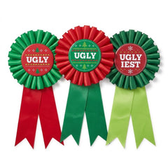 Festive Ugly Sweater Contest Award Ribbons - 3 Pack