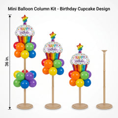 Mini Balloon Column Kit - Birthday Cupcake Design