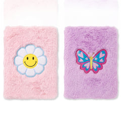 Delightful Fuzzy Notebooks - Smiley Flower & Butterfly Designs