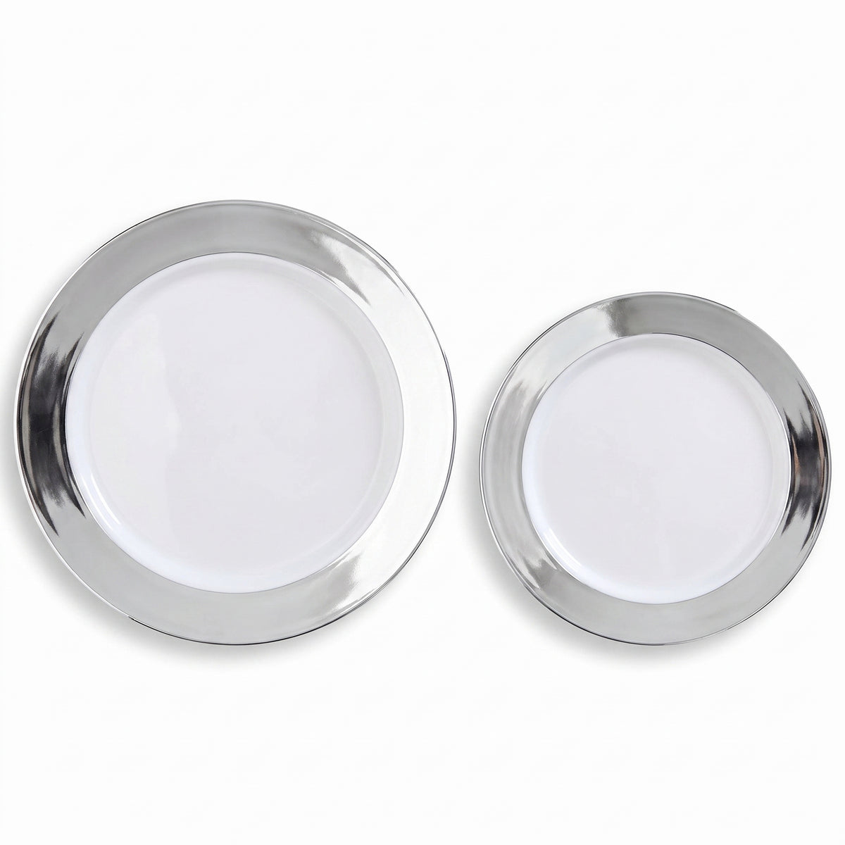 Silver Bordered Premium Plastic Plate Set - 20 Pack